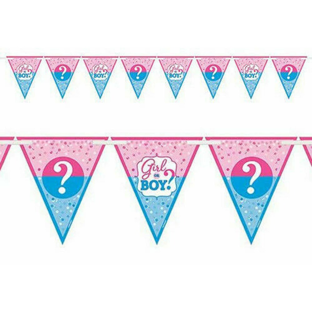 15ft Girl Boy Baby Shower / Gender Reveal Pennant Flag Banner Party Decorations